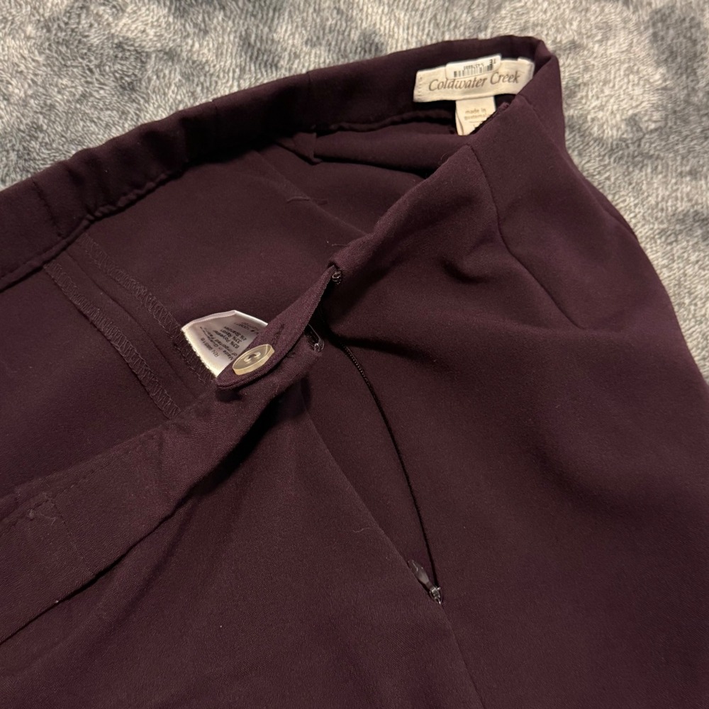 Coldwater Creek Burgundy Plum Wide Leg Stretch Dress Pants Size 10 H27720 - Picture 6 of 8